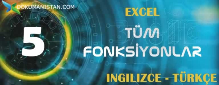 Excel Tüm Fonksiyonların İngilizce Türkçe Karşılıkları