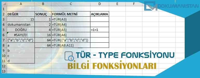 Excel TÜR Fonksiyonu