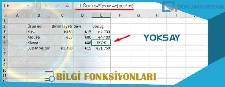Excel YOKSAY Fonksiyonu