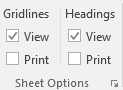 Sheet Options - Sayfa Seçenekleri