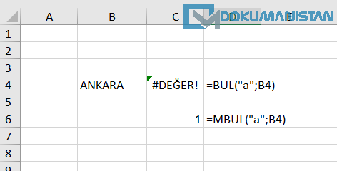 Excel Bul Fonksiyonu ile MBUL Arasındaki Fark