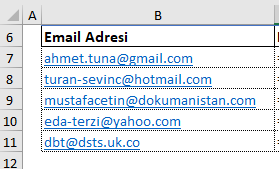Mail Adresindeki İsmi Al
